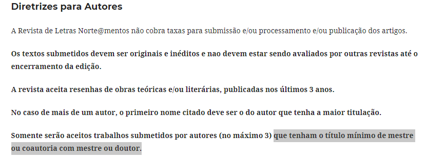 pangurdub's tweet photo. @astroaline na minha (letras/linguística) é super comum. algumas aceitam se tiver um professor doutor publicando junto, mas mesmo assim podem pedir título mínimo. aqui alguns exemplos: https://t.co/JU0cHfed1c