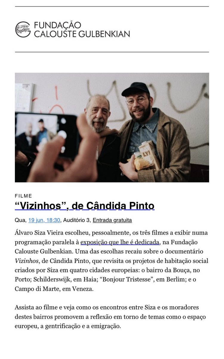 Esta quarta-feira na Gulbenkian por escolha de Mestre Siza ! ⁦<a href="/rodrigolobo__/">rodrigo</a>⁩ ⁦<a href="/ferrada007/">Alexandre ferrada</a>⁩ #arquitetura #Siza