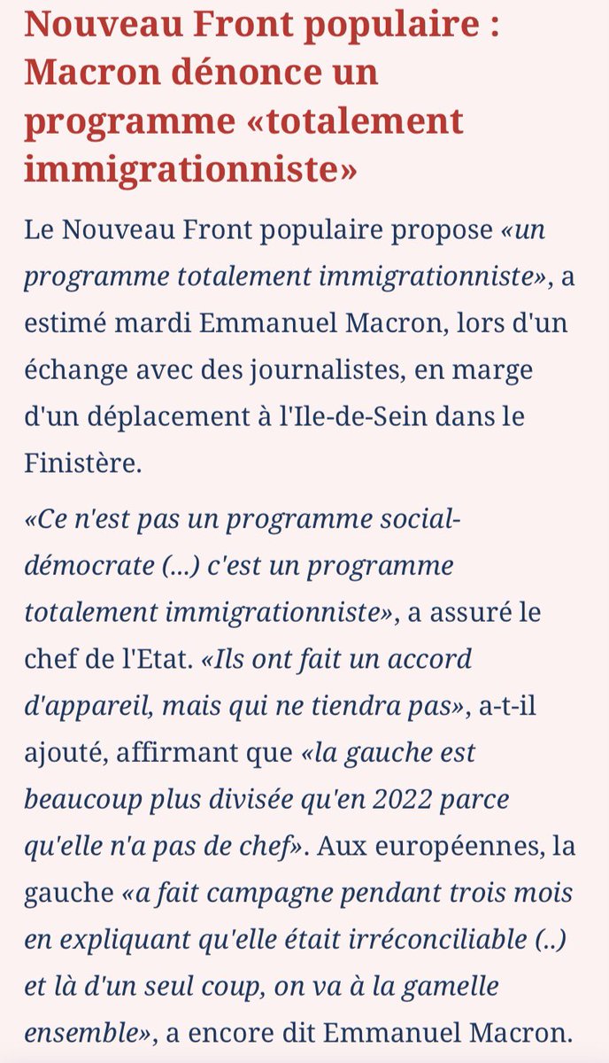 Le jeu de Macron avec l’extrême droite n’est définitivement pas de la triangulation mais bien de la compromission. Cet homme parle comme elle. « Immigrationnisme : néologisme apparu dans les milieux politiques français d’extrême droite » [source : fr.m.wiktionary.org/wiki/immigrati…]