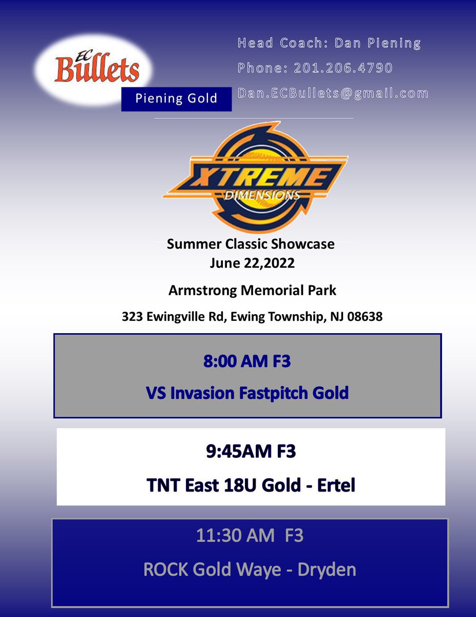 My schedule for the weekend in Ewing,NJ! #gobullets
@shu_softball <a href="/CoachBetsySHUSB/">Betsy</a> <a href="/CoachPamLondon/">pam london</a> <a href="/Dan_ECBullets/">EC Bullets - Piening</a>