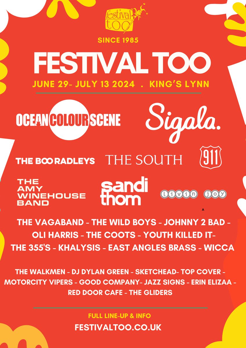 Counting down the days until our 39th <a href="/festivaltoo/">Festival Too</a> launches a hope you can join us! A reminder, F2 is free to attend. Point yourself at festivaltoo.co.uk for all the info! #livemusicforall