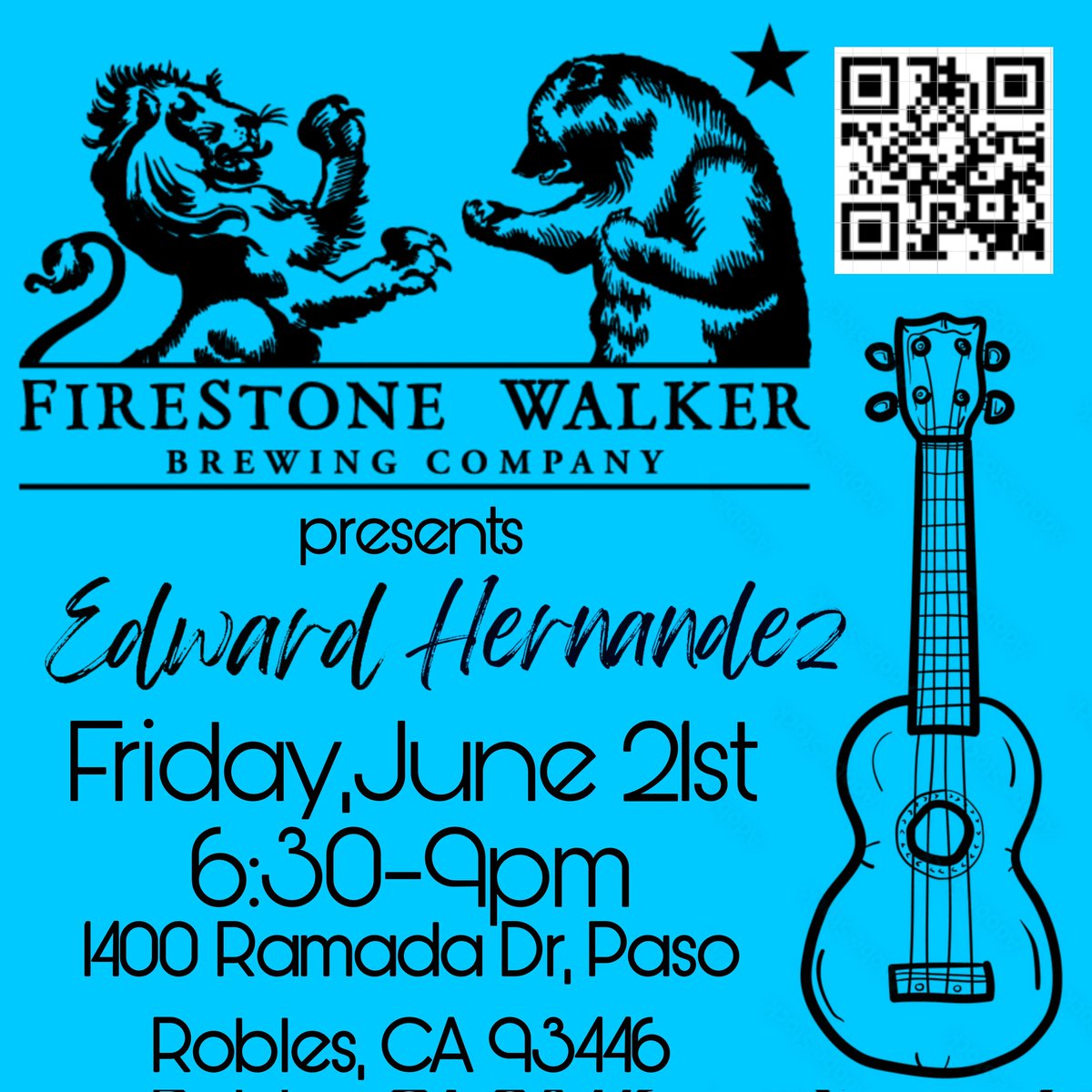 Happy summer everyone! I will be coming back to Paso Robles California to perform the four strings at Firestone Walker Brewery. Friday, June 21st. Showtime starts at 6:30 p.m. I would love to see everyone out there this Friday. Enjoyed amazing food, beers and music on the strings
