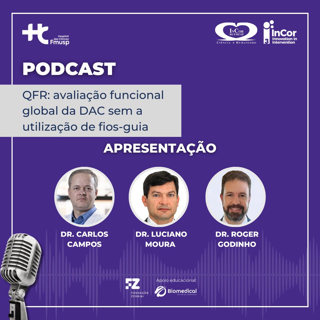 No novo episódio do #PodcastTripleI, os Drs. Carlos Campos, Luciano Moura e <a href="/Roggg8/">Roger Godinho, MD, PhD</a> discutem os prós e contras do QFR - uma forma de avaliação funcional global do DAC sem a utilização de fios-guia. 

Acesse nosso canal no Spotify e ouça o episódio: bit.ly/podcast-triple…