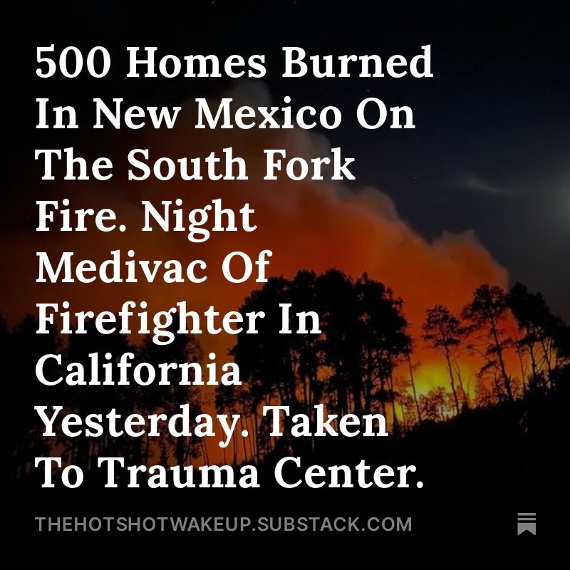 New Episode Out: On Today’s Show:
#wildfire #cafire #nmfire #ruidoso
* I cover the South Fork, Salt, and Penn Scott Fires in New Mexico that all started at the same time yesterday.

* Up to 500 homes were lost after just one day, and 8,000+ people were evacuated. The Reservation