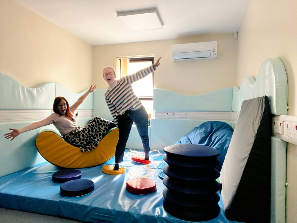 OTkayCook's tweet photo. Day 2 of #LearningDisabilityWeek and we were very excited to see some major developments with our sensory space 💙 @Harriet_OT and me decided to try some of it out for our meeting @allofusinmind @swypft @swypftOT #LearningDisability #sensoryintegration https://t.co/A9OqYM3ox8