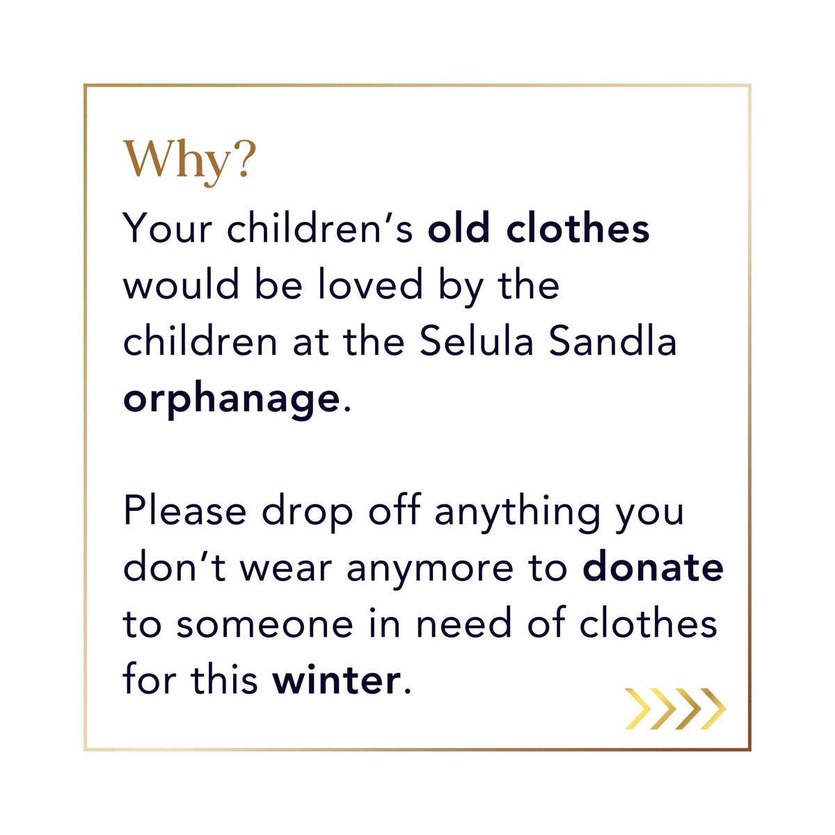 TransMagnific's tweet image. WINTER DRIVE FOR A WORTHY CAUSE: The Magnific team is donating pre-loved children’s clothes to SelulaSandla, an orphanage in Mbabane. 

We would love for you to be a part of making a difference. You can drop off your gift in the box at TransMagnific, quick and easy till 30 June.