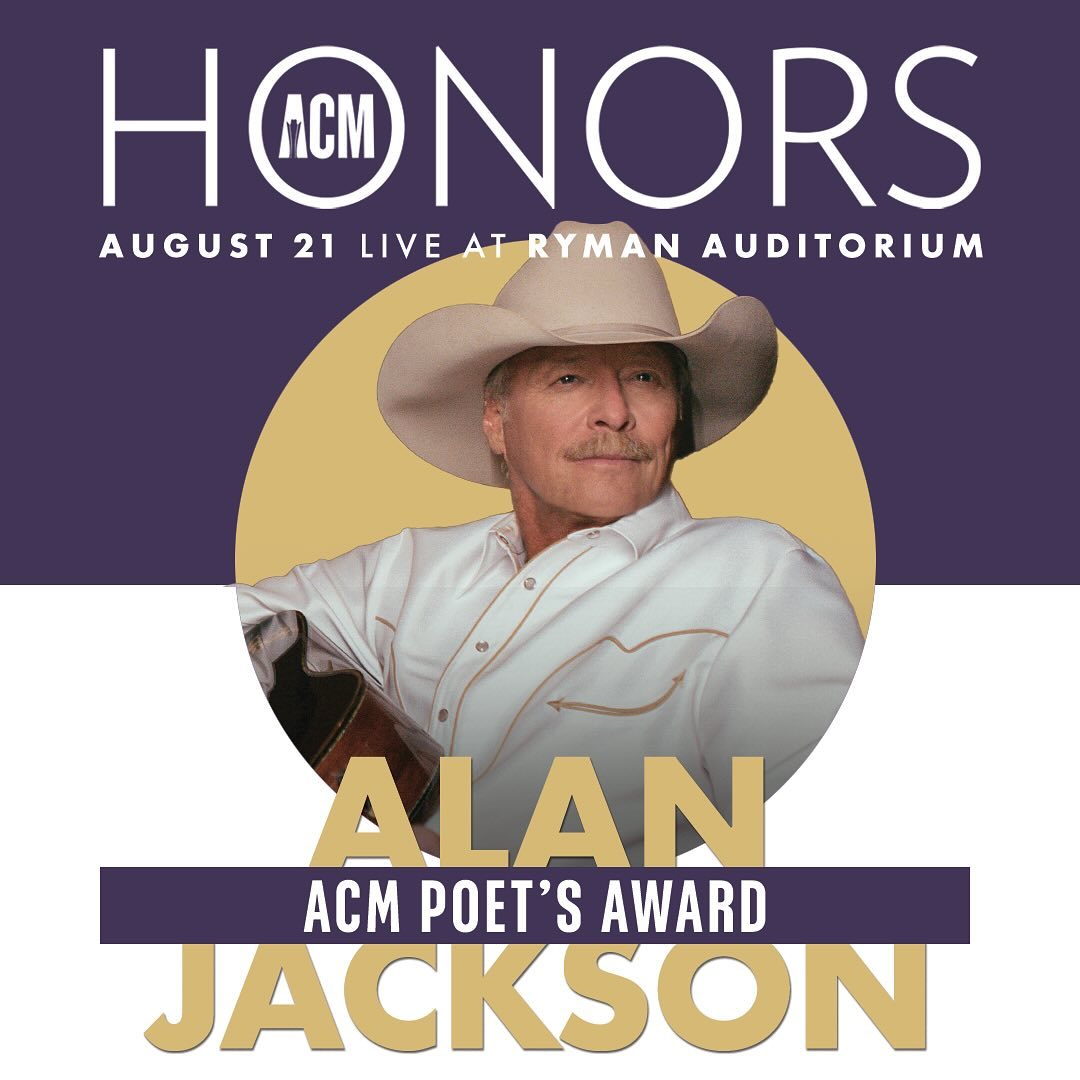 OfficialJackson's tweet photo. Join us in congratulating Alan for being honored @ACMAwards Poet Award at this year's 2024 #ACMhonors taking place Wednesday, August 21 at the iconic @theryman in Nashville. https://t.co/g8GuY6U6zw