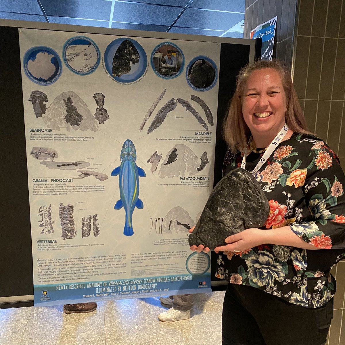 <a href="/CLMensforth/">Corinne Mensforth</a> with another great poster. If you’re at #ISELV2024 make sure you check out newly described anatomy of Koharalepis illuminated by neutron tomography #palaeontology