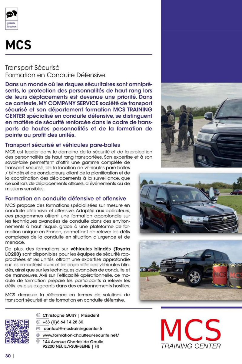 SecurityDriver1's tweet image. Retrouvez My Company Service et son département formation &quot;MCS Training Center&quot; dans la brochure &quot;Forces spéciales de sécurité&quot; éditée par le GICAT et distribuée lors du salon EUROSATORY 2024. (Salon Mondial de la Défense et de la Sécurité)