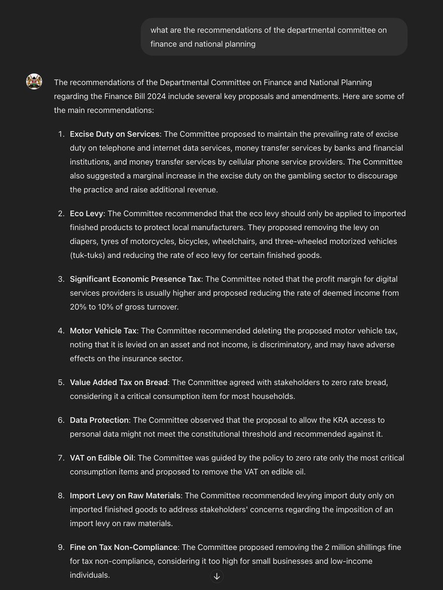 Reading 300 pages of a lot of work,I have updated the Finance Bill GPT once more the the report by the departmental committee on Finance and National Planning, it will give you answers to your queries  plus any recommendations by the said committee
#RejecteFinancebill2024