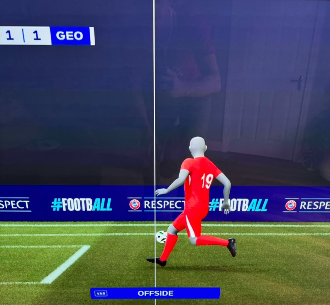 FiremanFella's tweet photo. You’re destroying the beautiful game…offside was not invented for https://t.co/ysKXQU3cbo’re ruining the entertainment.These players torsos are in line.A toe!!? This is ridiculous.STOP VAR! Goals are what people want to see. @UEFA @FIFAcom @premierleague @SkySportsNews @EURO2024 https://t.co/2YXMpzhUG2