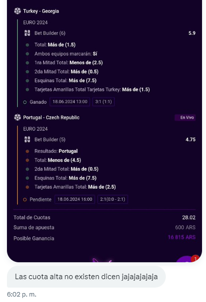 ¿Hacemos un hilo de las cuotas altas no existen? jajajaja