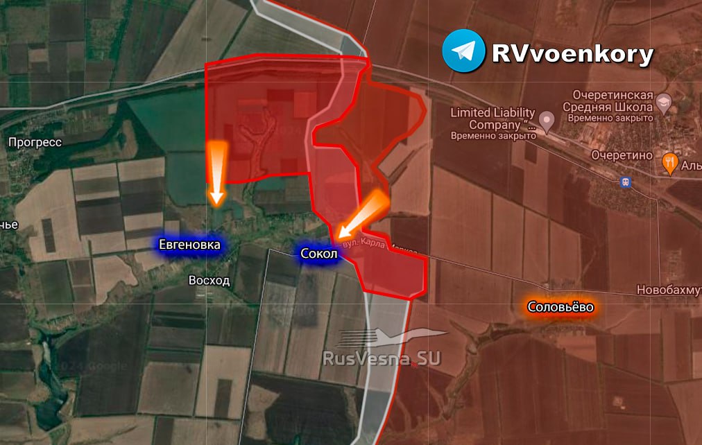 ArthurM40330824's tweet image. Powerful breakthrough of the “🅾️valiant” behind #Avdeevka: the 433rd regiment breaks through to Evgenievka, taking Sokol in pincers
▪️The “Center” group of troops is leading a powerful offensive from Avdeevka to Pokrovsk, breaking through the #Ukranians defenses beyond Ocheretino