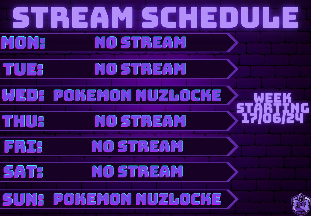 STREAM SCHEDULE FOR THIS WEEK!
Two streams this week, both Pokemon related. I'm continuing the Pokemon insurgence randomiser nuzlocke on YouTube shorts live on Wednesday and Sunday, both at 6pm GMT. Don't miss out!
#Vtuberだって拡散されたい #streamingday  #VTUBERSUPPORTCHAIN