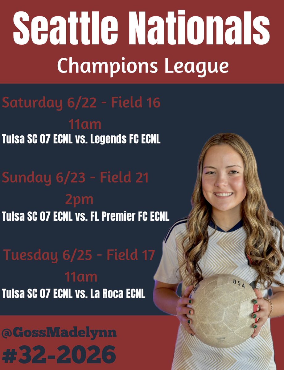 Can’t wait for Seattle! <a href="/TulsaSC_07_ECNL/">Tulsa SC 07 Girls ECNL (25/26)</a> <a href="/TulsaSC/">Tulsa Soccer Club</a> <a href="/ECNLgirls/">ECNL Girls</a> <a href="/ImYouthSoccer/">ECNL/GA/Recruiting/College Soccer</a> <a href="/Cyp_on_it/">Cyprian Hedrick</a>