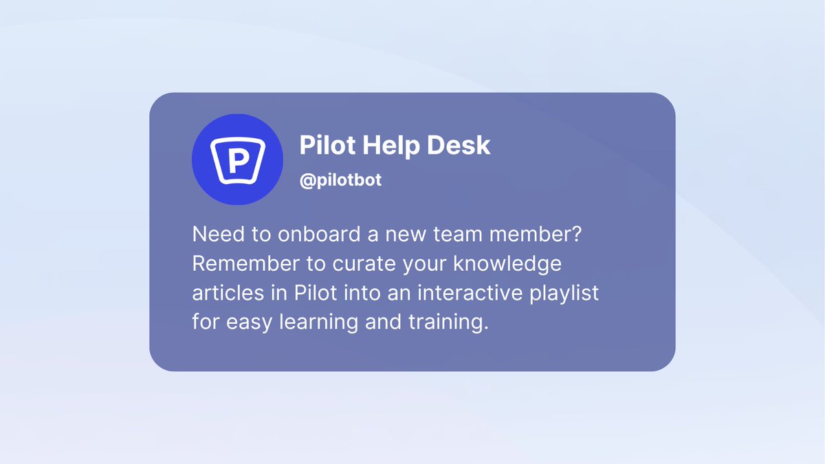 pilot_io's tweet photo. Curate a playlist in minutes to make the onboarding and training experience fun and intuitive. 🚀🎓 https://t.co/Vs1qW1Sf8B