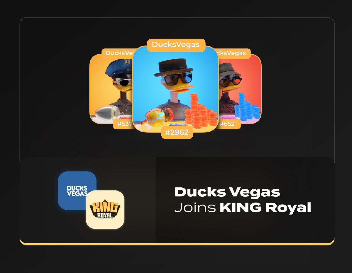 Ducks Vegas holders are joining the KING Royals family!

All Ducks Vegas holders had the opportunity to burn their DV NFTs in exchange for KING Royal NFTs.

The final ratio shall be determined tomorrow, with the airdrop being processed on the same day.
