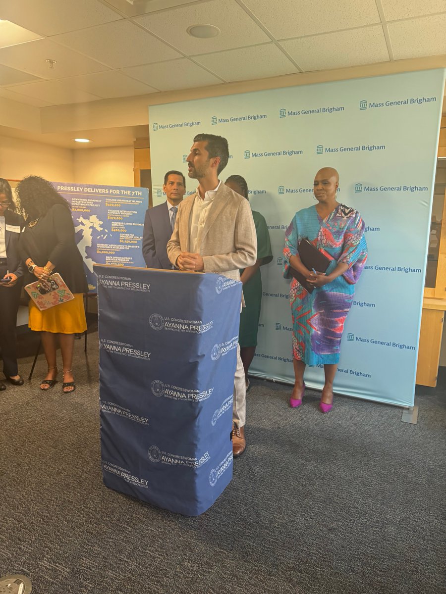We were proud to stand alongside Congresswoman Ayanna Pressley this afternoon during the announcement of a federal earmark for Mass General Brigham's Center for Immigrant Health.  With <a href="/MassGenBrigham/">Mass General Brigham</a>, <a href="/RepPressley/">Congresswoman Ayanna Pressley</a>