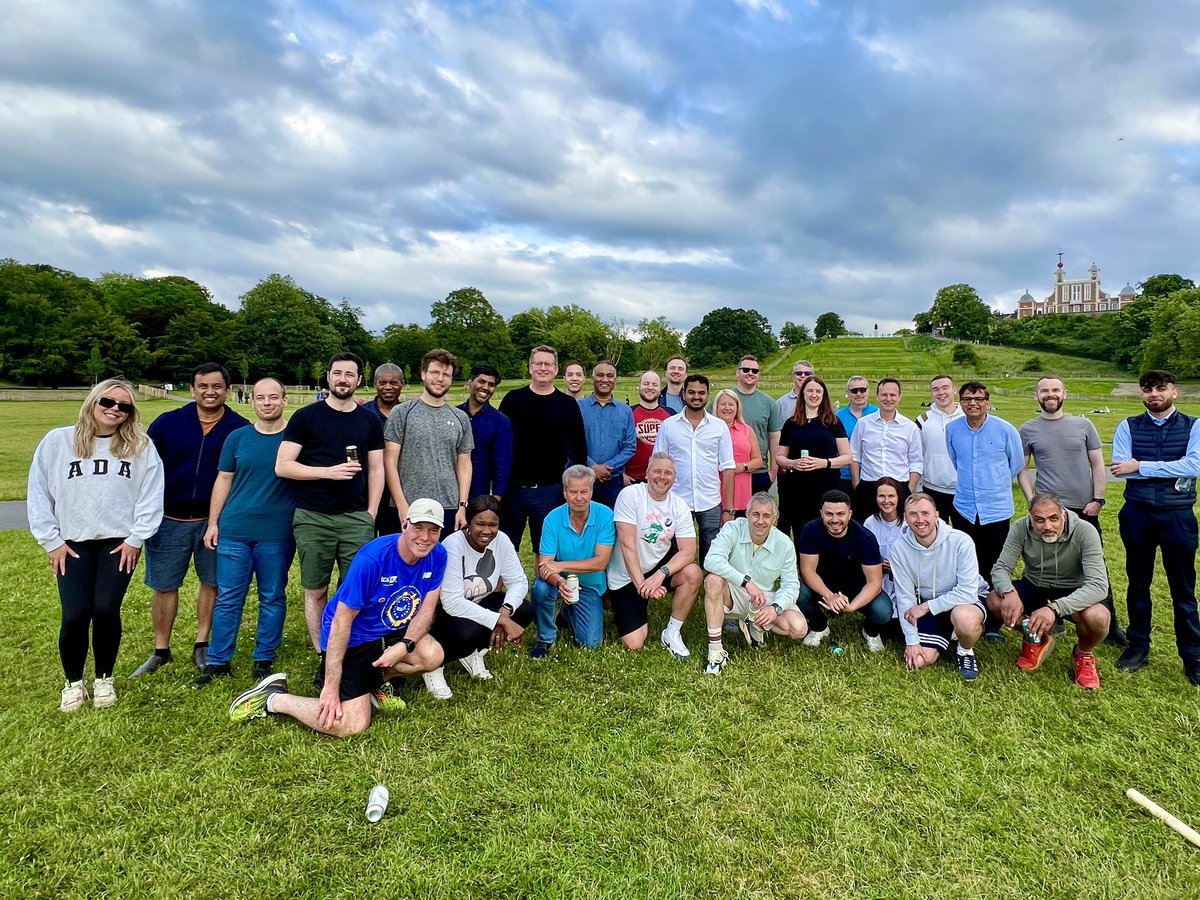 domsloft's tweet photo. #ForcedFun was actually fun. Few games of rounders and a beer after. A pint for £8.60 in the Greenwich Tavern shocked our Scottish colleagues 😱 (shocked me actually 🤣) The sunset on the way home was worth the journey alone 🥰 https://t.co/INIc0unwdb