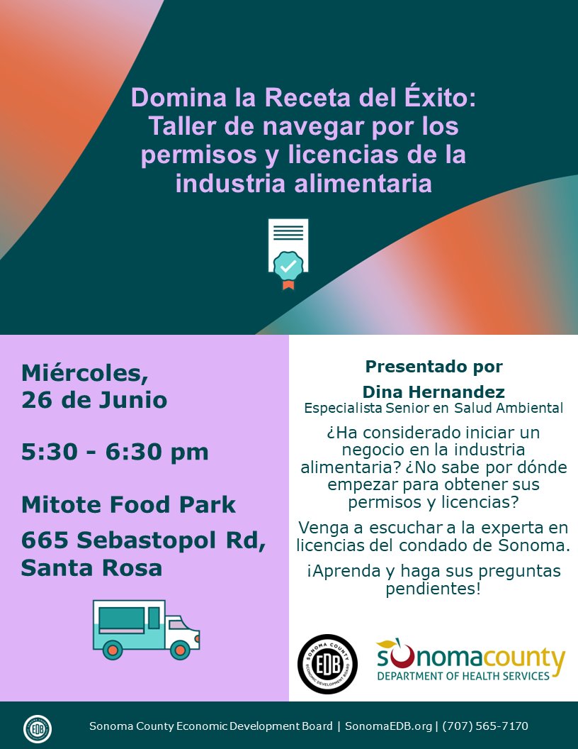📣!Domina la Receta del Éxito: Taller de navegar por los permisos y licencias de la industria alimentaria!

26 de Junio
5:30 - 6:30 pm
Mitote Food Park 🌮