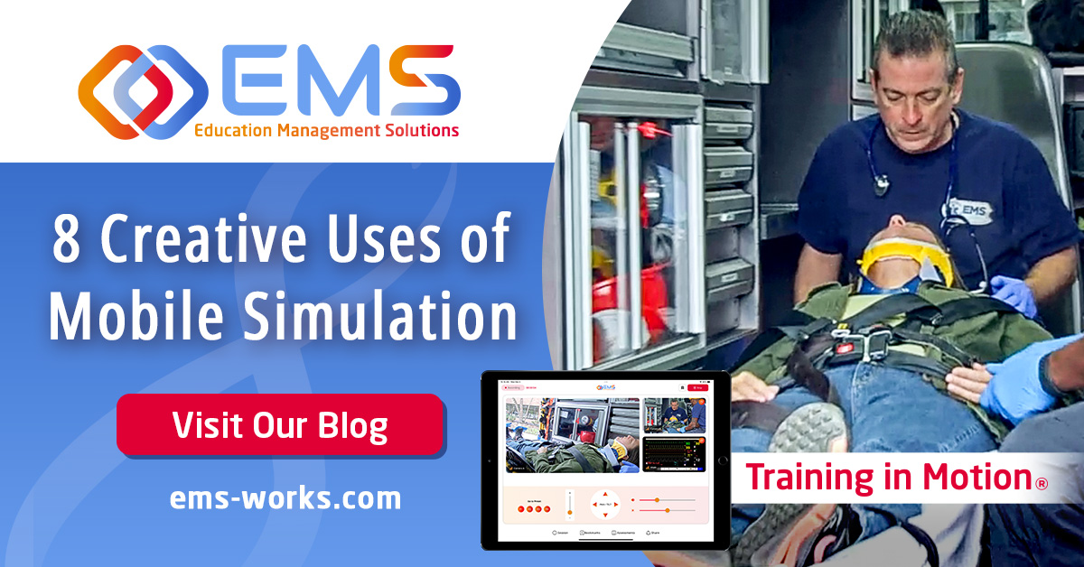 From mobile #simulation management to #Competency progression tracking software, <a href="/EMS_Works/">Education Management Solutions (EMS)</a> develops simulation technology tailored to meet your EMS education program’s needs. Read the blog “8 Creative Uses of Mobile Simulation Training” for more >> hubs.li/Q02wcTQN0