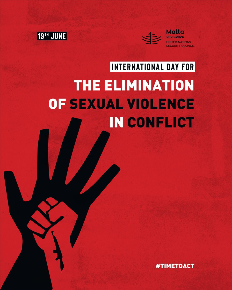 MaltaUNMission's tweet photo. On International Day for the Elimination of Sexual Violence in Conflict, #Malta condemns all acts of sexual & #genderbasedviolence, regardless of gender or perpetrator. Preventing conflict is the only way to eliminate #SViC. #EndViolenceAgainstWomen #CRSV
@MaltaGov 🇲🇹
@UN 🇺🇳 https://t.co/26PG0ptvB1