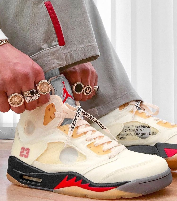 jordan 5 off white sail laces