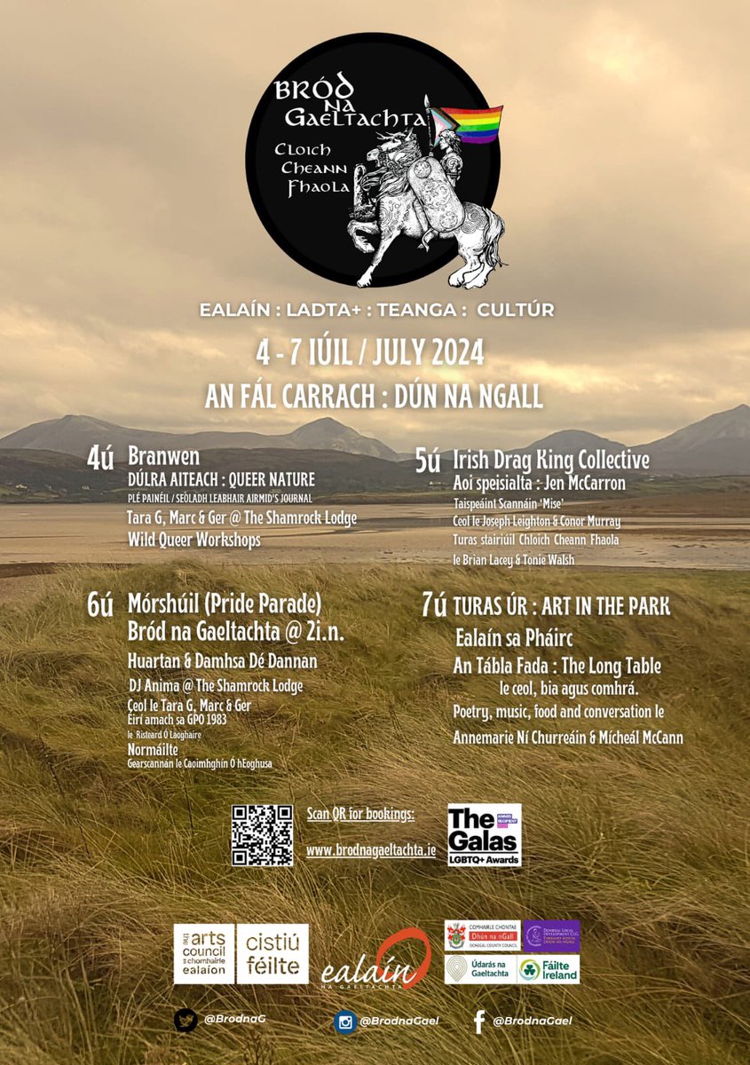 A chairde, seo link do na ticéid 🎟️

buytickets.at/brdnagaeltacht…

Lots of exciting events coming up for this years Bród festival  🥳
Faigh bhur gcuid ticéid sula bhfuil siad imithe !! 🏳️‍🌈 #tógáiltrup  #fandalba  #BRÓD2024 #labhairgaeilge #pride #pride2024 #lgbt