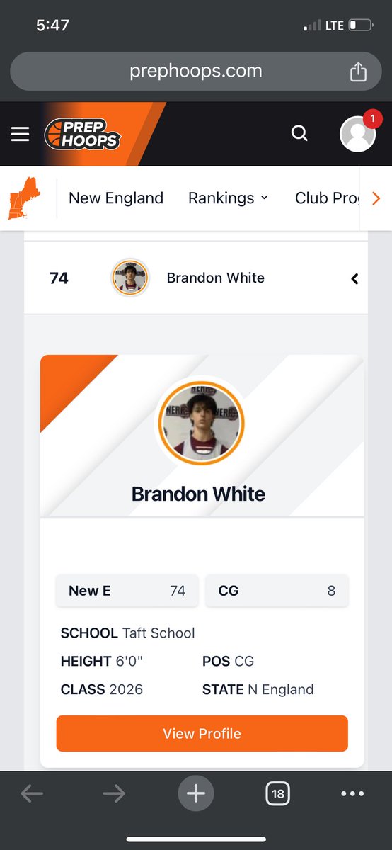 Brandon White (@brandonwhite21_) on Twitter photo Thank you <a href="/PrepHoops/">Prep Hoops 🏀</a> <a href="/PHNewEngland/">Prep Hoops New England</a> for ranking me as the 74th 2026, and 8th Combo Guard in New England! More work to do!
<a href="/SuperPreps/">Super Preps Hoops</a> <a href="/NEPrepBB/">NE Prep Mens Basketball</a> <a href="/TaftBasketball/">Taft Boys Varsity Basketball</a> <a href="/NERRHoops/">New England Recruiting Report NERRHoops</a> Thank you <a href="/PrepHoops/">Prep Hoops 🏀</a> <a href="/PHNewEngland/">Prep Hoops New England</a> for ranking me as the 74th 2026, and 8th Combo Guard in New England! More work to do!
<a href="/SuperPreps/">Super Preps Hoops</a> <a href="/NEPrepBB/">NE Prep Mens Basketball</a> <a href="/TaftBasketball/">Taft Boys Varsity Basketball</a> <a href="/NERRHoops/">New England Recruiting Report NERRHoops</a>