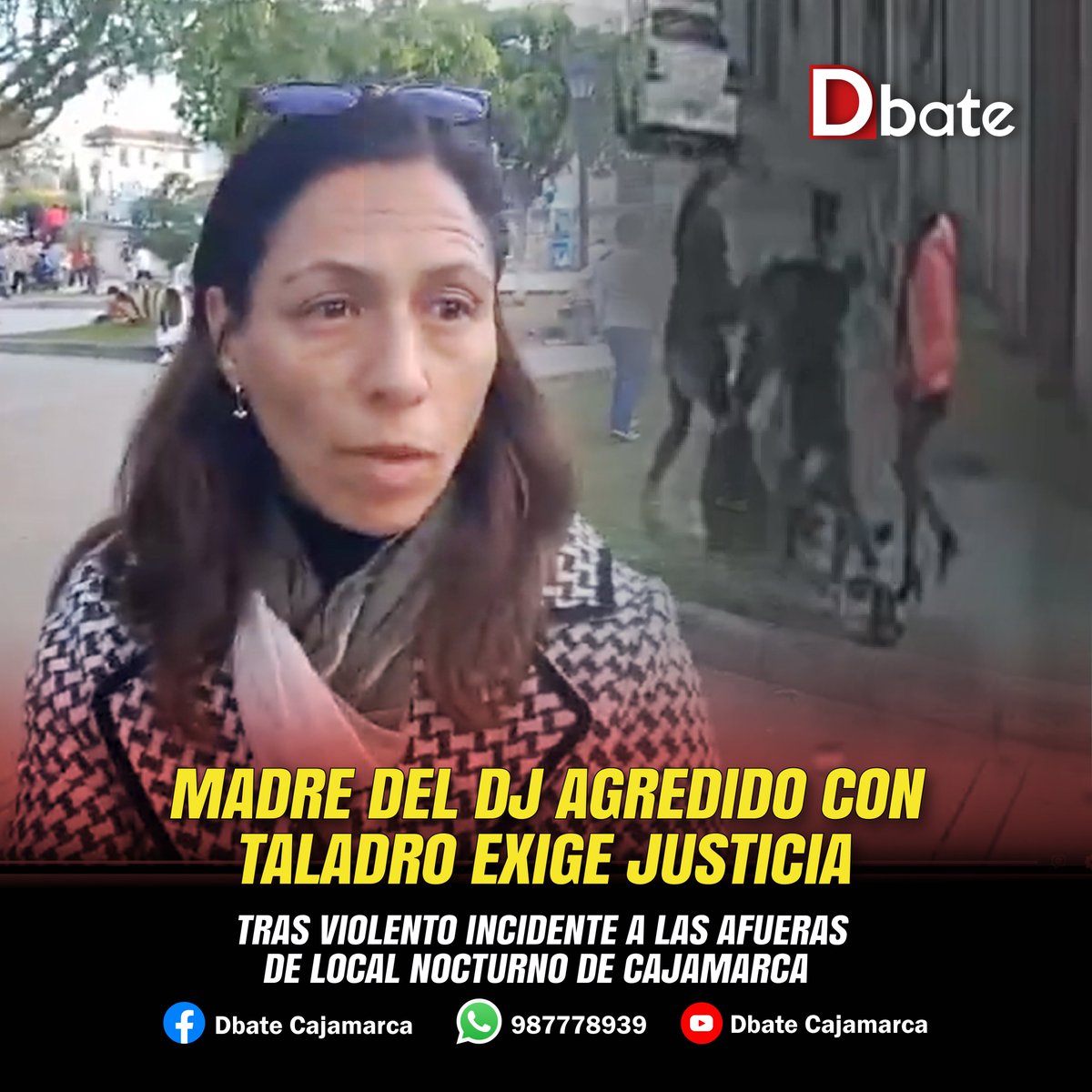 Dbatecajamarca's tweet photo. La sra. Amelia Rabanal se presentó en las instalaciones policiales para interponer una denuncia por la agresión sufrida por su hijo, José Carlos Chávez Rabanal, reconocido deportista y DJ, luego de un incidente ocurrido durante una presentación en un local nocturno de Cajamarca https://t.co/rB1n4OsxeD