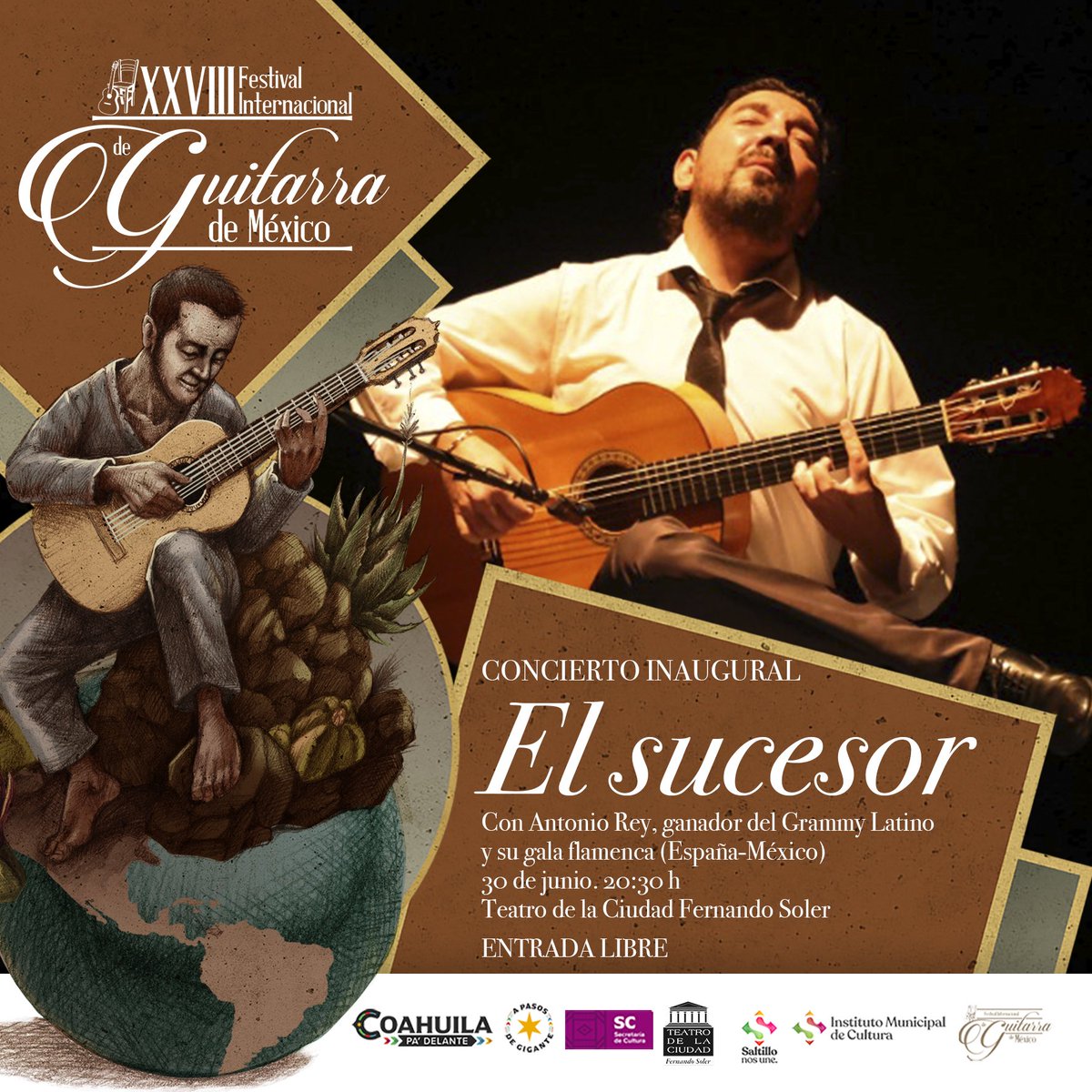 Te invitamos al concierto inaugural del XVIII Festival Internacional de Guitarra de México, con el ganador del Grammy Latino <a href="/antonioreynavas/">Antonio Rey</a> 
30 de junio. 20:00 h #TeatroFernandoSoler #Saltillo