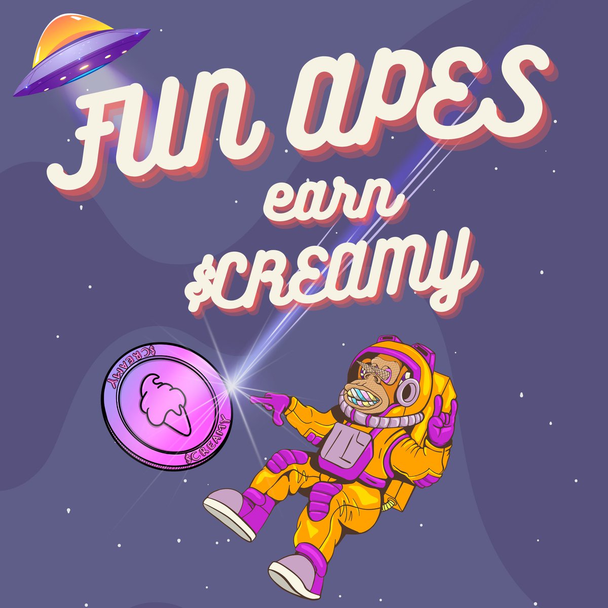 Simply connect to the Creamy Bot in the Fun Apes Discord to view your Dashboard and Creamy earnings! 

To celebrate it, we’ve loaded all FAPES listed under 0.01 eth with 500 $CREAMY!
