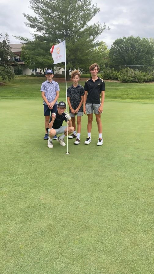 HFCGolfShop's tweet image. Those leading edge sessions are paying off! Rowan Riddle got his first hole in one tonight on hole 7. Rowan hit an 8 iron from 145 yards for his first ace. Witnesses were Eli Thompson, Quinton Spittler, and Will Spittler!