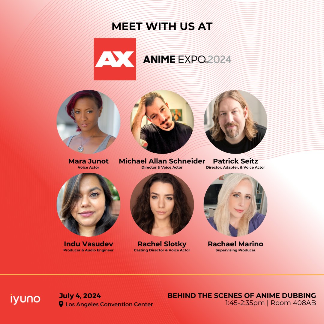 *Attention Anime Enthusiasts!* 🗣
Iyuno is heading to Anime Expo 2024! Join our amazing panel as we dive into the BTS of Anime Dubbing with some of the industry's finest talents. Have questions for our pros? We want to hear from YOU! 🎙️Drop a comment or DM us.
See you there 🤩