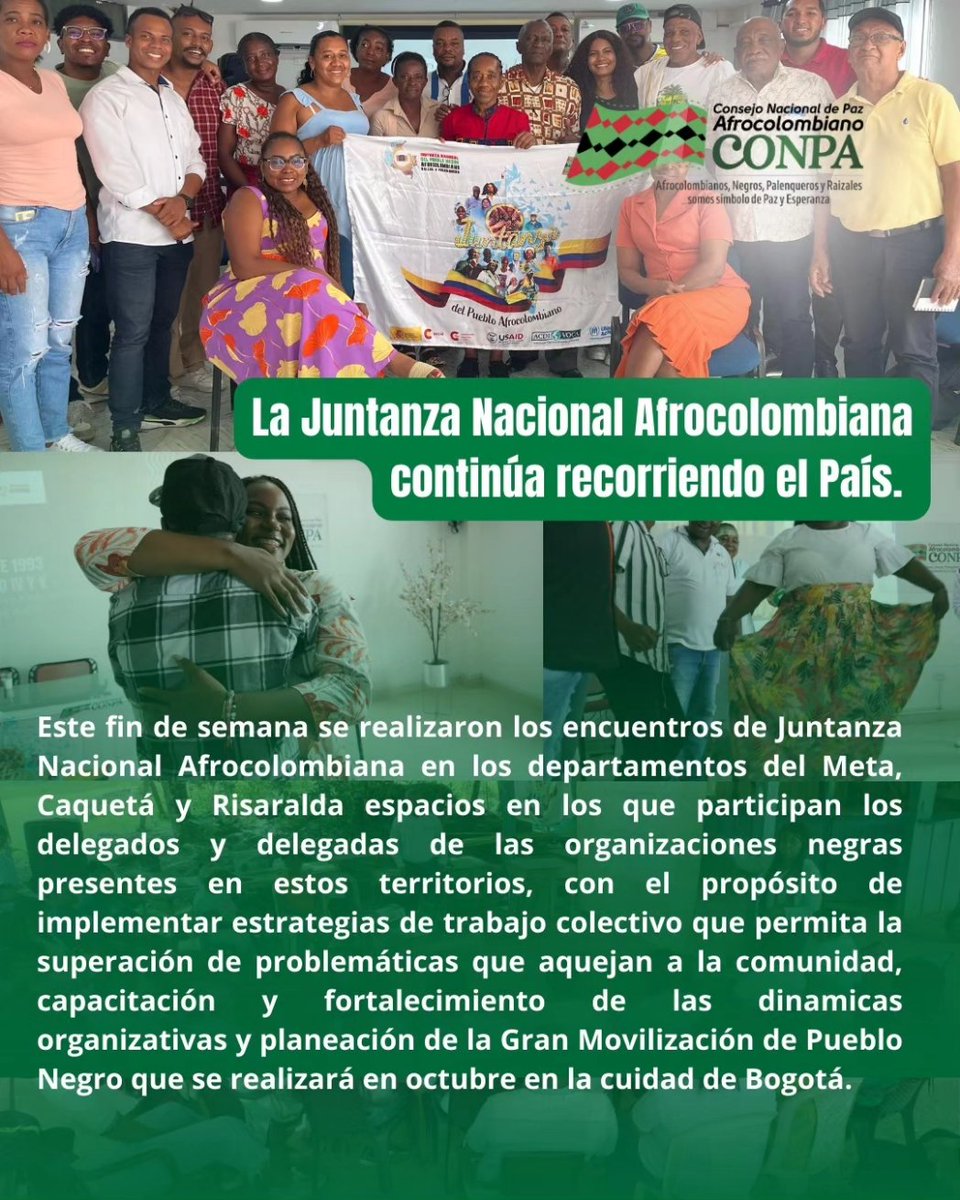 Conpa_paz's tweet photo. #SOMOSCONPA✊🏿💚❤️🖤 || Te contamos las acciones más relevantes de la semana impulsadas desde el Consejo Nacional de Paz Afrocolombiano.
.
.
.
#TeInformamos #JuntanzadelPuebloNegro #movilizaciondelpueblonegro #CONPA #Actualidad #PuebloNegro #Afrocolombianos #Palenqueros #Raizal https://t.co/6stGq5dSR0