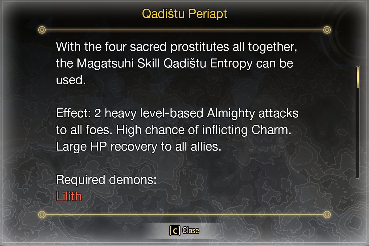 "the four sacred prostitutes" gotta be one of the coldest names  i seen in a videogame thank u atlus