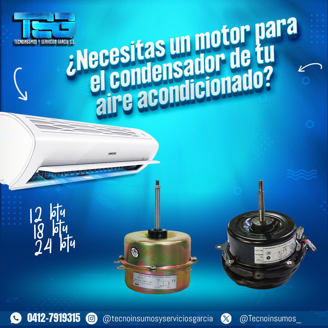 Dя. Nεgяo Mαиguεяa (@negromangueraa) on Twitter photo Motor para condensador de aire acondicionado. Disponible para Split de 12.000 btu, 18.000 btu y 24.000 btu en <a href="/Tecnoinsumos_/">Tecnoinsumos y Servicios García CA</a> . Envíos a nivel nacional 🚚📦 Contáctanos 📲 Motor para condensador de aire acondicionado. Disponible para Split de 12.000 btu, 18.000 btu y 24.000 btu en <a href="/Tecnoinsumos_/">Tecnoinsumos y Servicios García CA</a> . Envíos a nivel nacional 🚚📦 Contáctanos 📲
