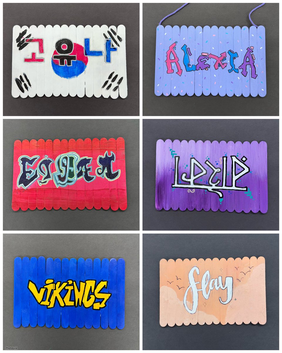 6th graders finished their Graffiti Fence paintings last week! Students chose a word or name to depict in their own graffiti style, and painted it on their popsicle stick “fence”. Check out these awesome colors and fonts! 
#arted #arteducation #listentolearnxrds