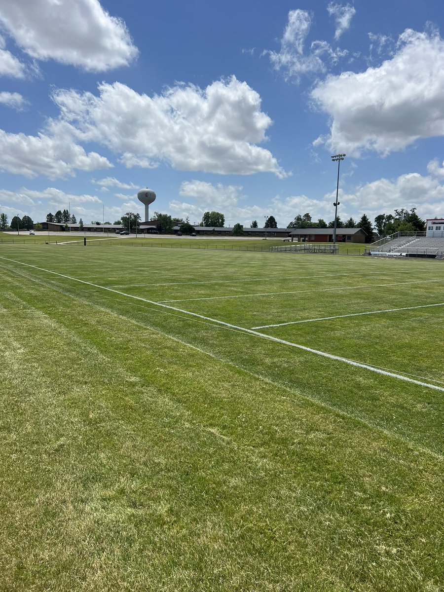 Painting the field for the <a href="/ericksona86/">Alex Erickson</a> football camp tomorrow!  Thanks to <a href="/Willmurr02/">Will Murray</a> and <a href="/ethanhendo2022/">Ethan Hendrickson</a> for running the strings. Former players taking pride in Wadzy Martens Field!
