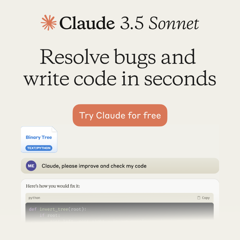 Resolve bugs and write better code with Claude 3.5 Sonnet, our most ...