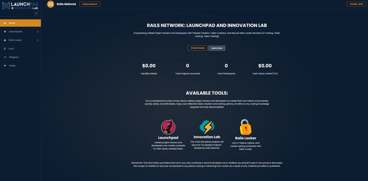 Steam_Exchange's tweet photo. Calling all developers. Your time is soon coming! Rails Network Launchpad and Innovation lab brings ease of use through initial offerings, token creation, and multiple LP and Token locking/vesting options! 

Build your next project on Rails Network. The first official incubated project to launch through the Rails Network Launchpad can qualify for a juicy LP grant! 

Apply today!