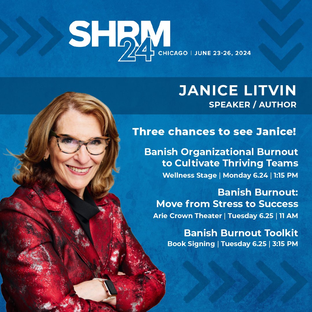 Will you be at #SHRM24 <a href="/SHRM/">SHRM</a> <a href="/SHRMNorCal/">SHRM Northern California</a>. 3 chances to see me. 2 different speeches &amp; #booksigning #BanishBurnoutToolkit