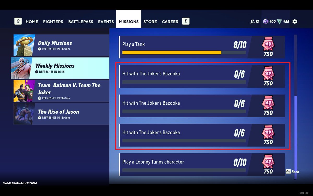 FaustY2K's tweet photo. @multiversus Hoping the update fixes the game for console players. Btw, any comments on these weekly missions??? I'm not going to buy Joker just because of them. https://t.co/o6snI0zQXP