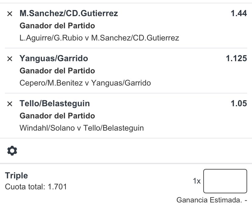 CaliPadel's tweet image. Otras 3 apuestas para mañana en el Premier Padel Italy Major
Todos stake 1 🍀 (Sportium)