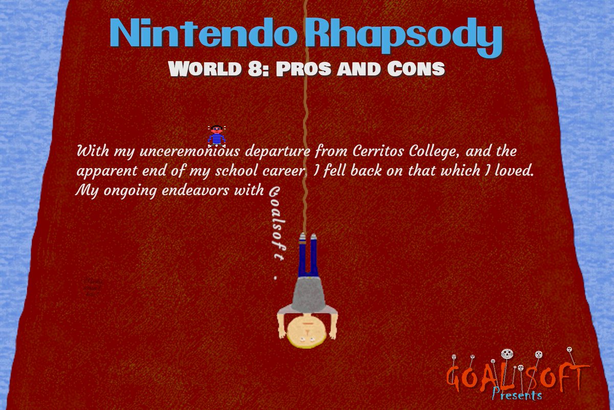 michaeljhaley's tweet photo. Nintendo Rhapsody's eighth chapter, Pros and Cons, is finally more or less complete. It touches on my ongoing homebrew computer game projects, my dad's retirement, the introduction of the Nintendo GameCube, and a few new and old friends. https://t.co/WOes0IFUna https://t.co/IIXwIJpoMC