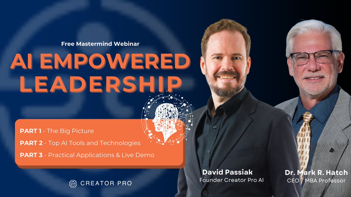 creatorpro.ai/Free-AI-Master…
I am very excited to announce the first public mastermind I have ever helped produce. This is to help you get deeper into the practical applications of AI. This is going to be fun. I hope you join us on this journey.