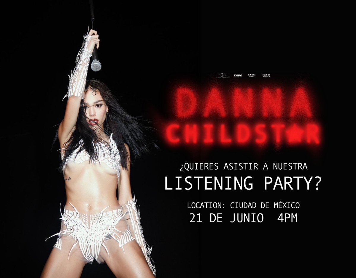 ¿Eres Dreamer de CDMX y te gustaría asistir al LISTENING PARTY de <a href="/dannajustdanna/">Danna</a>?

Únete a esta gran fiesta celebrando el lanzamiento de los vinilos de CHILDSTAR ❤️

Participa llenando el siguiente formulario: 
forms.office.com/e/9Xx6MVsjB0