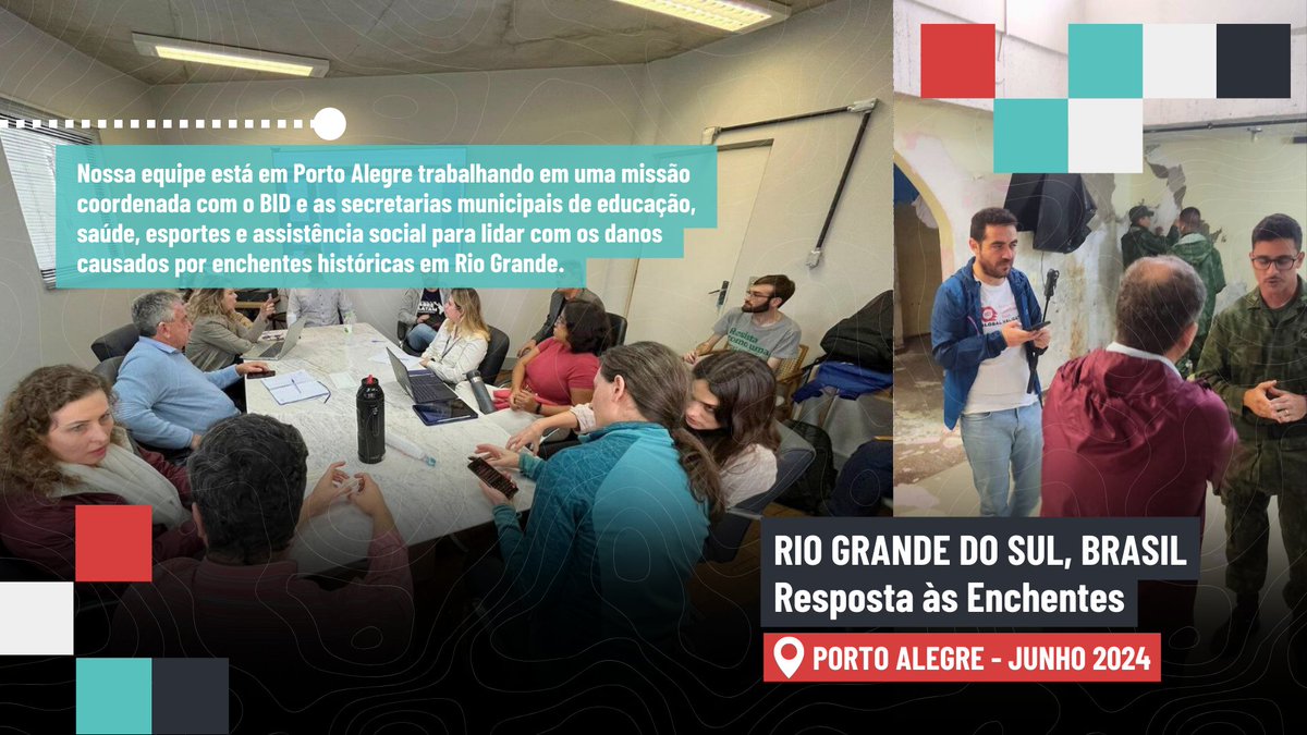 🌎 Nossa equipe está em Porto Alegre 🇧🇷 trabalhando em uma missão coordenada com <a href="/el_BID/">Banco Interamericano de Desarrollo</a> e as secretarias de educação, saúde, esportes e assistência social do <a href="/governo_rs/">Governo do Rio Grande do Sul</a> para lidar com os danos causados por enchentes no Rio Grande do Sul.

Leia mais → bit.ly/4c4GP0F