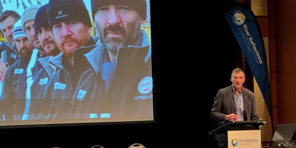 Tim Jarvis explains the parallels between 'six guys doing a trip across treacherous terrain' and the journey of managing water in the #Basin. Watch the #RiverReflections24 live stream to hear more... ow.ly/MWuU50SkHCb