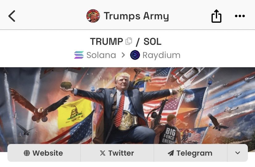 🇺🇸 $TRUMP ‘S ARMY 

📄 CA: C5mgkmwZ5fztwfxdsYP7iu5mEnGkgyHf6qawrJPaeTDT 

📱: t.me/trumpsarmymaga 

🌐: trumpsarmymaga.com
